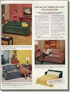 1956 Design your own Hide A Bed. Simmons Sofa Photo Ad