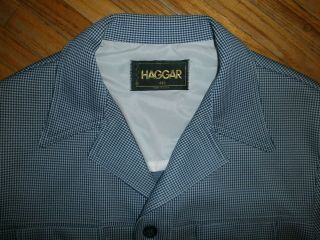 HAGGAR HOUNDSTOOTH CHECK SHIRT JAC vtg 70s Shirt Jacket Mod Black 