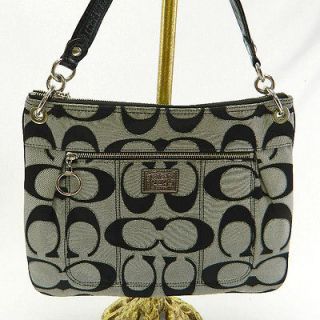   18135 Signature Poppy Gray Sateen Hippie Handbag Purse $198 SALE Y14