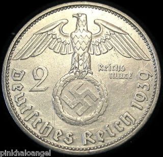German 3rd Reich 1939D Silver 2 Reichsmark GREAT COIN S&H Discounts 