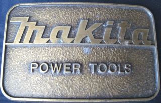 Vintage Makita Power Tools Advertising Construction Brass Belt Buckle