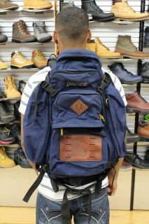 JanSport Traditionalist Navy Brown Leather Hiking Trail Performance 