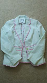 Lilly Pulitzer womens JANICE green pink seersucker blazer jacket size 