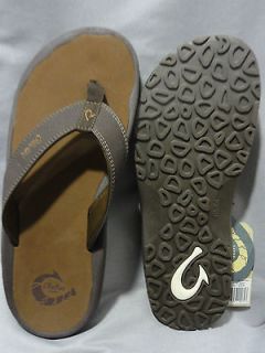 OluKai Mens Ohana Dark Java Synthetic Leather Sandals Water Resistant 