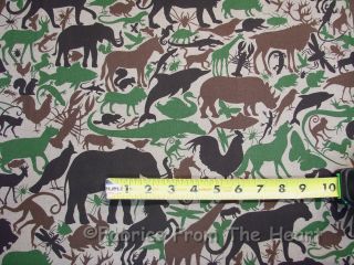   Camo Horses Wolf Birds Cat BY YARDS Alexander Henry Cotton Fabric