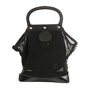 23184 auth JEAN PAUL GAULTIER black mesh & leather Handbag Purse Bag