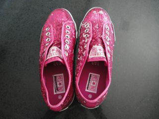 Converse One Star Womens Ladies No Lace Fuschia Pink Sequin Sneakers 