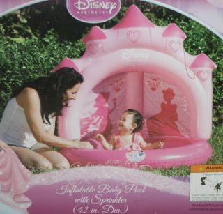 Disney Princess Pink Inflatable Baby Pool with Sprinkler 42 in Dia NIB