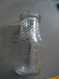 Atlasta Jersey Dairy 1/2 Pint Cream Bottle  C.Lively Great Condition