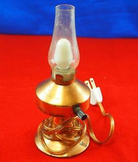 Hurricane Lamp Miniature Electric 110V Copper Color 7 1/2 High with 