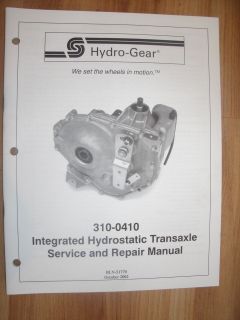 Hydro Gear 310 0410 Integrated Hydrostatic Transaxle Service And 