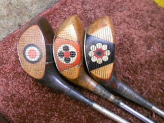 Antique Vintage Fancy Face Drivers Golf Clubs Aristo Golfrite 