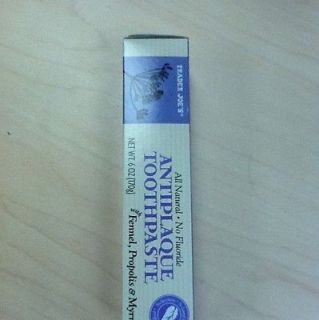   Joes Anti Plaque No Flouride Toothpaste 6 Oz W Fennel Myrrh NATURAL