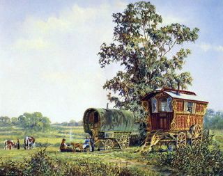   c19th Victorian Tinker Gypsy Caravan Family Dog & Horse Wagon Bowtop