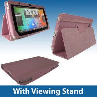 Pink PU Leather Case Cover for HTC Flyer 7 Android Tablet + Screen 