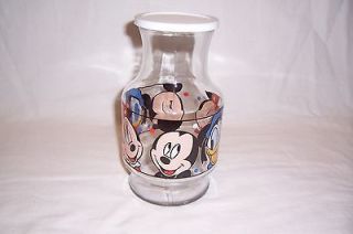 Vintage Walt Disney Mickey Mouse Glass Juice Carafe Pitcher w/Lid