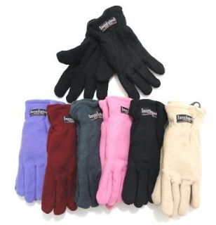Womens Gloves Winter Thermal Insulated Fleece Black Beige Gray Pink 