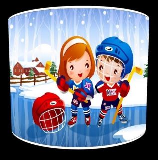 Children Ice Hockey Sports Drum Lamp Shades Ceiling Lights Table 