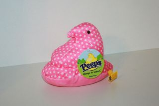 PEEPS EASTER PLUSH BEAN BAG CHICK   PINK WITH WHITE POLKA DOTS   NEW