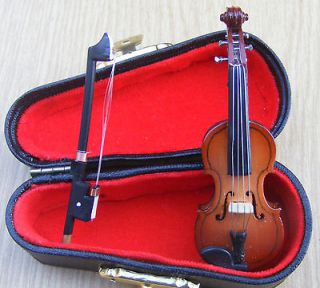   12th Scale Wooden Violin & Black Case Dolls House Miniature Instrument