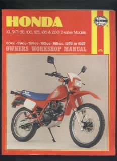 Honda XL185S (1978 1987) Haynes Manual XL125R,XL125S,XL/XR 100/125/185 