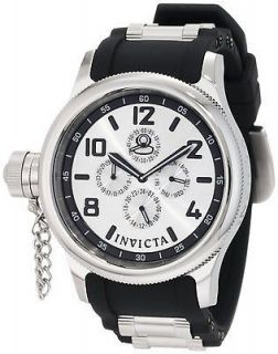   Invicta Mens 1800 Russian Diver Silver Dial Black Polyurethane Watch