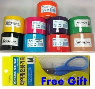 Sports Muscles 3NS Kinesiology Tape X 4 Rolls With NON STICK Scissors