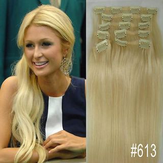 15 26 Full Head REAL Clip in Remy Human Hair Extensions FREE 