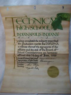 1938 technical high school of indianapolis diploma 