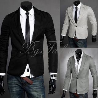 Mens Fashion Sexy Casual Business One Botton Slim Fit Suit Tops 