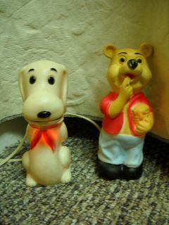 Vintage Working Winnie the Pooh & Snoopy Mini Lamps