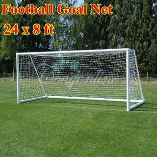 Full Size 24 x 8ft Football Soccer Goal Post Nets Straight Flat Back 7 