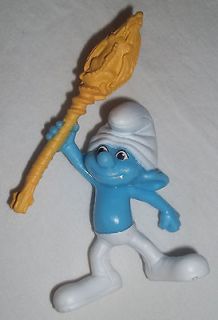 Clumsy Smurf McDonalds Happy Meal Toy Movie Figure Plastic Staff # 5