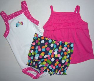 NWT Baby Girl 3m Carters Outfit Set 3pc Fish Shorts Bodysuit Ruffled 