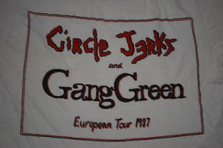 VINTAGE CIRCLE JERKS AND GANG GREEN EUROPEAN TOUR 87 T  SHIRT 1987 