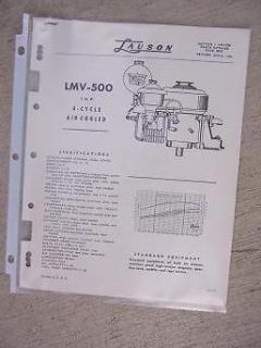   Engine Parts Catalog List LMV 500 1 HP 4 Cycle Air Cooled Specs J