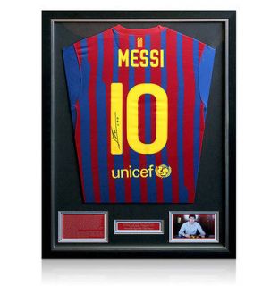 framed lionel messi signed barcelona soccer jersey from united kingdom 