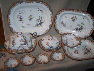 Antique Ridgway Semi Porcelain England Oriental 117 pc Dinnerware Set 