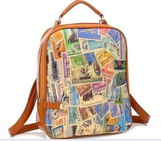 Girls Fashion Stamp Print Backpack Travel rucksack Shoulder bag B