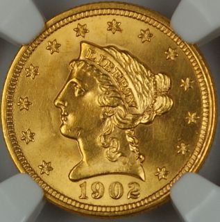 1902 Liberty $2.50 Quarter Eagle Gold Coin, NGC UNC Details 
