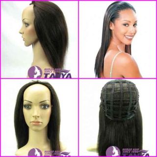 28 16 indian remy human hair half wig weft cap clip on 613#, 1#, 1b#
