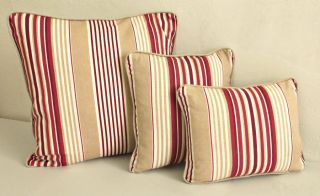 Laura Ashley Irving Stripe Cranberry & Austen Fabric Cushion Cover 