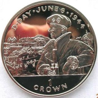 Isle of Man 1994 D Day Montgomery Crown Silver Coin,Proof