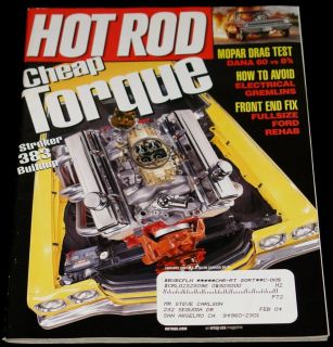 JANUARY 2001 HOT ROD MAGAZINE STROKER 383 BUILDUP, MOPAR DRAG TEST