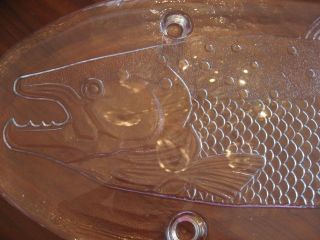 Life Size Glass Salmon Fish Platter, Serving Tray, Sushi, Hors d 
