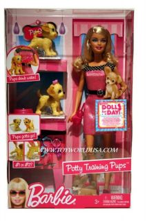 Barbie Potty Training Pups Doll & Puppy Dogs Drink Pee