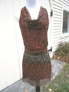 Tribal Print Semi Sheer Drapey Striking Tunic Dress.xsmal​l
