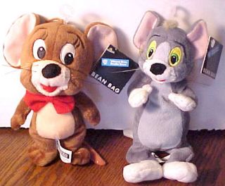   WARNER BROS SET 2 TOM & JERRY MOUSE CAT PLUSH TOY BEANBAGS W/ TAGS