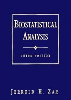 Biostatistical Analysis by Jerrold H. Zar 1995, Hardcover
