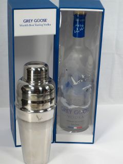  Goose Vodka Classic Chrome Martini Drink Shaker Set w/ Original Box